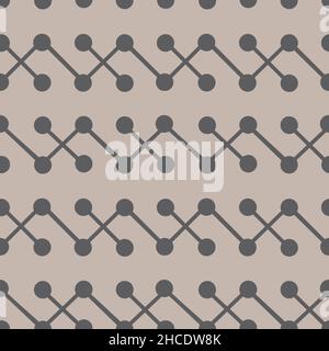 lines and dots geometrical seamless pattern with points connected by line in different directions, trendy urban industrial background. Stock Vector