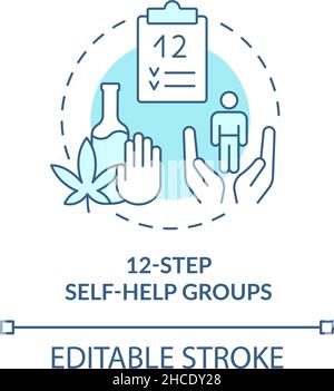 Twelve step self help groups turquoise concept icon Stock Vector