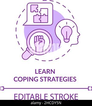 Learn coping strategies purple concept icon Stock Vector