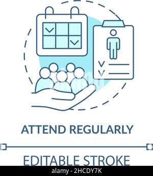 Attend regularly turquoise concept icon Stock Vector