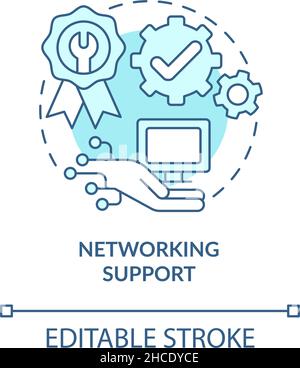 Networking support turquoise concept icon Stock Vector