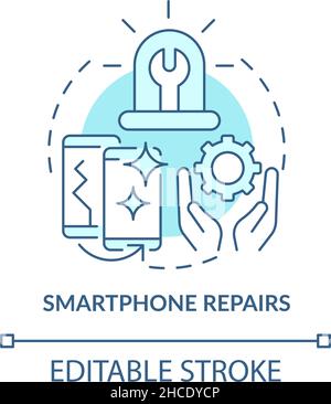 Smartphone repair turquoise concept icon Stock Vector