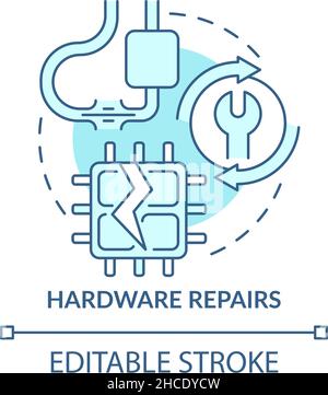 Hardware repair turquoise concept icon Stock Vector