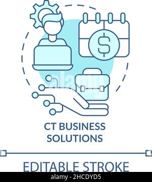 CT business solutions turquoise concept icon Stock Vector