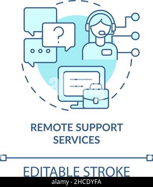 Remote support services turquoise concept icon Stock Vector