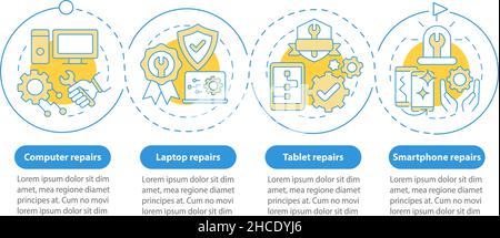 Types of services blue circle infographic template Stock Vector