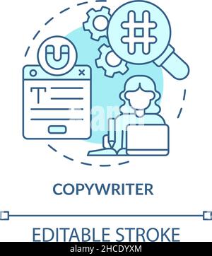 Copywriter turquoise concept icon Stock Vector