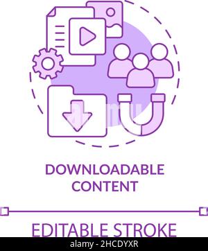 Downloadable content purple concept icon Stock Vector