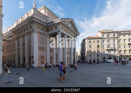 Piazza della Borsa square, Palazzo della Borsa Vecchia palace, Trieste, Friuli Venezia Giulia, Italy, Europe Stock Photo