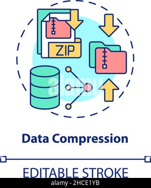 Data compression concept icon, linear isolated illustration, thin line ...