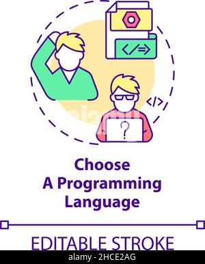 Choose a programming language concept icon Stock Vector