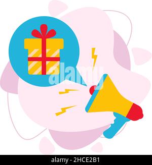 You win a gift. Vector illustration in a flat style. Stock Vector