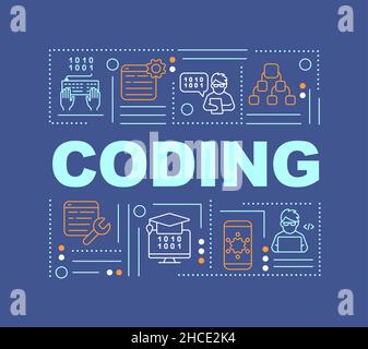 Coding word concepts navy banner Stock Vector