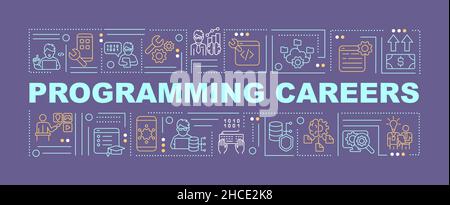Programming career word concepts purple banner Stock Vector