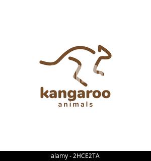 simple line animal kangaroo jump logo design vector graphic symbol icon sign illustration creative idea Stock Vector