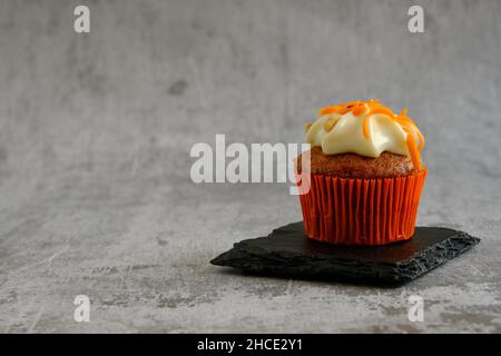 carrot muffin on a gray background Stock Photo