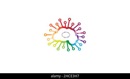 creative human brain colorful wires technology logo vector logo symbol ...