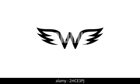 Creative Black Wings W Letter alphabet Logo Vector Design Symbol Stock Vector