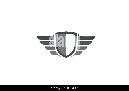 Creative shield wings crown logo vector design symbol Stock Vector