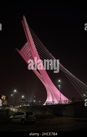 The Ponte di Flaiano bridge at night, Pescara, Abruzzo, Italy, Europe Stock Photo