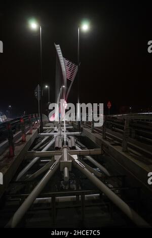 The Ponte di Flaiano bridge at night, Pescara, Abruzzo, Italy, Europe Stock Photo