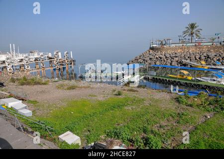 Israel, Tiberias, Fishing Harbour on the Sea of Galilee Stock Photo