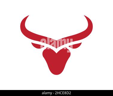 Creative Red Bull Head Logo Vector Minimal Shape Stock Vector