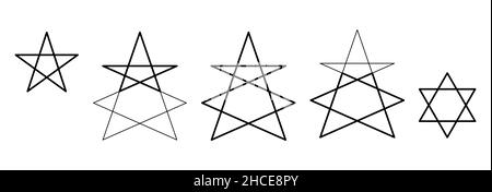 Pentagram and hexagram, hidden in the Mystic Lamb symbol. In the Book of Revelation the Christ appears as a mystical lamb. Stock Photo