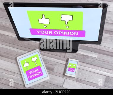 Rating concept shown on different information technology devices Stock Photo