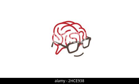 Creative Brain Geek Vector Logo Design Symbol Illustration Stock Vector