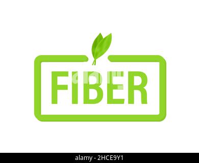 Fiber Badge isolated on white background. Vegan Button. Vector stock illustration. Stock Vector