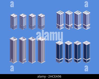 Isometric Buildings View From 4 Angles Stock Photo