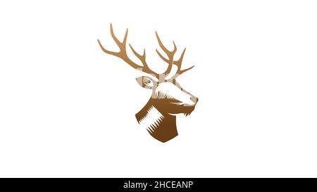 Creative Brown Deer Goat Head Logo Design Vector Stock Vector