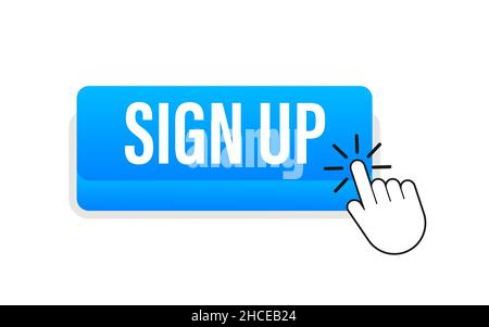 Blue sign up button in modern style. Business vector icon. Arrow icon. Stock Vector