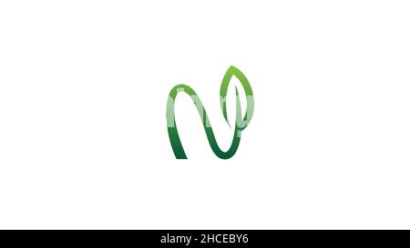 Creative  N Letter Leaf Green Logo Vector Stock Vector