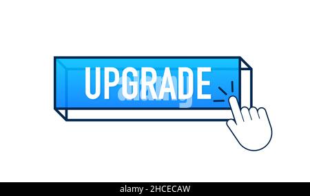 Upgrade flat blue button on white background. Vector illustration design. Stock Vector