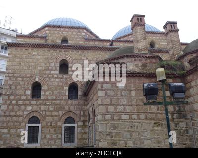 Alaca Imaret Mosque - Ishak Pasha Ottoman Mosque the 'colourful mosque', is a 15th-century, Thessaloniki, Greece Stock Photo