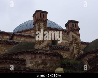 Alaca Imaret Mosque - Ishak Pasha Ottoman Mosque the 'colourful mosque', is a 15th-century, Thessaloniki, Greece Stock Photo