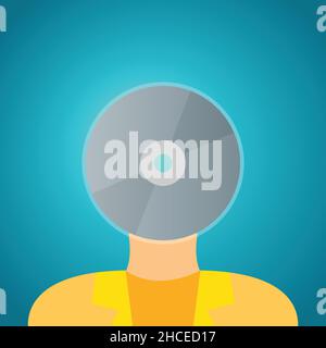 Woman with compact disc head Stock Vector