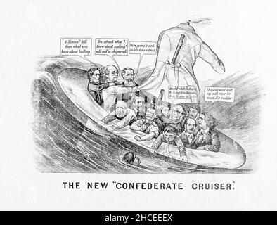 The New Confederate Cruiser from a collection of Caricatures pertaining to the Civil War published in 1892 on Heavy Plate Paper Stock Photo