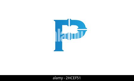 Creative P Alphabet Letter Pipeline Plumbing Logo Vector Design Stock Vector