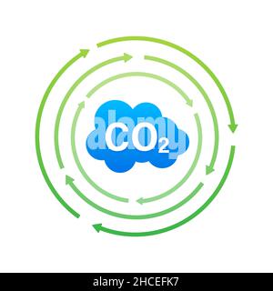 CO2 logo in flat style isolated on empty background. Flat icon on white backdrop. Vector logo illustration. Stock Vector