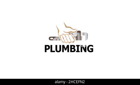 Creative Hand holding Wrench Logo Vector Design Stock Vector