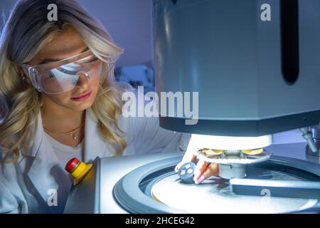 Engineering Students in laboratory and workshop Stock Photo