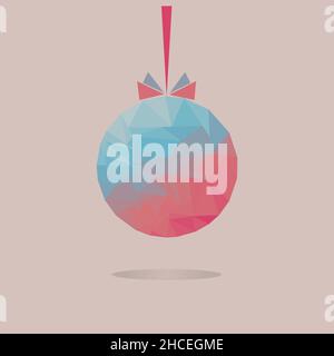 a low-poly colorful composition of triangles a ball of colored gradient rectangles from pink to blue Stock Vector