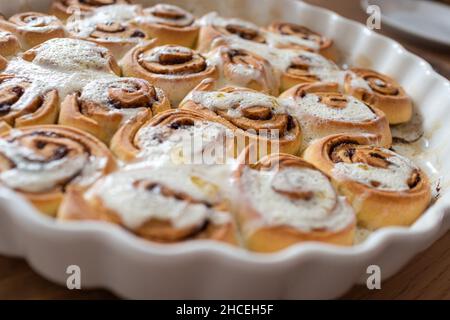 Fresh homemade Cinnamon rolls or Cinnamon buns Stock Photo