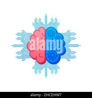 Digital brain in 3d style on light background. Big data vector background. Business vector icon. Stock Vector