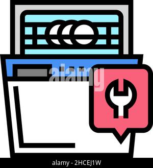 dishwasher repair color icon vector illustration Stock Vector