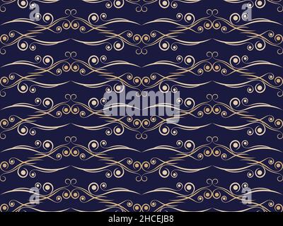Art deco seamless pattern. Vintage background with curls. Linear art. Pattern design for wallpaper, wrapping paper and fabric printing. Style of the 1 Stock Vector