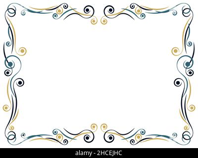 Art deco frame. Vintage linear border with curlicues. Art Nouveau design a template for invitations, leaflets and greeting cards. The style of the 192 Stock Vector